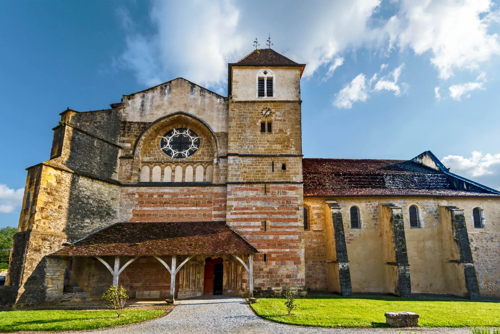 Frontal View At Medieval Abbey Of Saint Jean De Sorde, The Impor